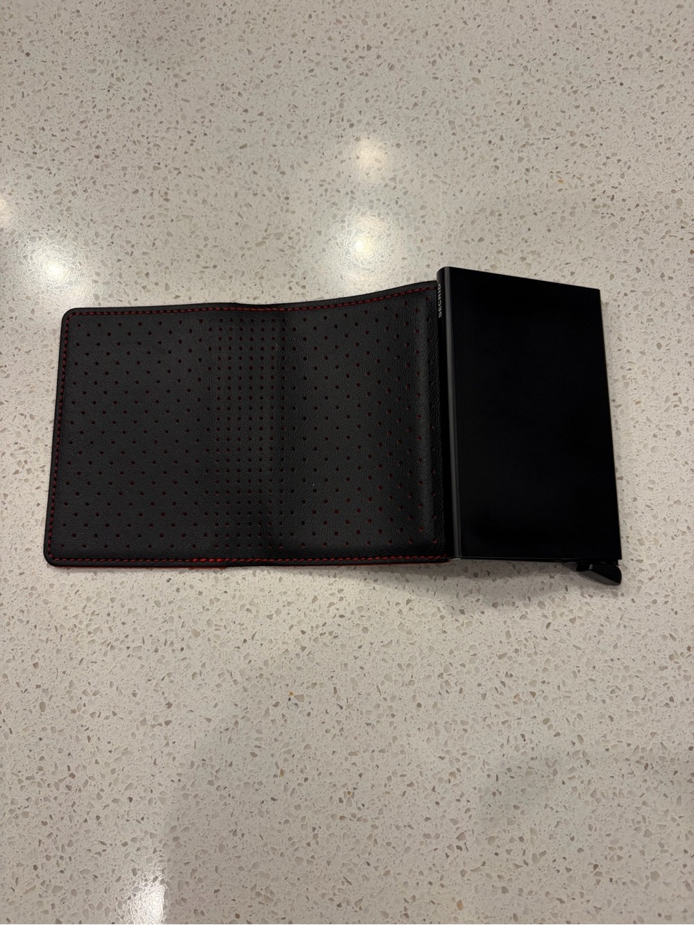Secrid Twinwallet Black Perforated Leather Red Stitching RFID Wallet - Picture 5 of 7